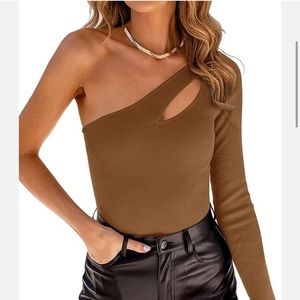 Adreamly one shoulder thong body suit, size large.